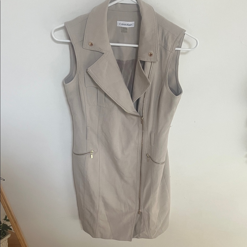 Calvin Klein Women's Beige zip up dress